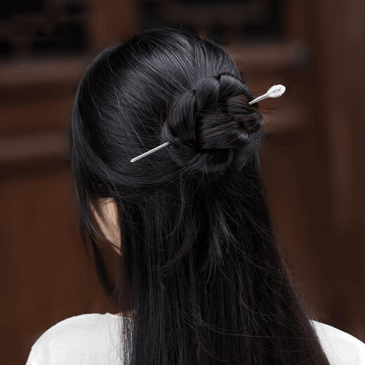 KZD Old Phoenix 999 pure silver original handmade white magnolia metal hairpin sterling silver classical retro style silver hairpin silver 1-piece set