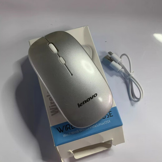 Wo Preferred Lenovo USB Wireless Mouse N100 Notebook Office Gaming Computer Desktop Xiaoxin Bluetooth-Version/Aufladung Lenovo Charging Wireless Mouse (Silbergrau).