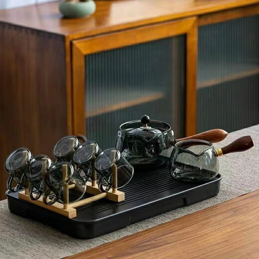 Jianyang 360 Rotating Xiaoyao Pot, High Temperature Resistance, Thickened Fair Cup, New Glass Tea Making Teapot, Teacup and Tea Set Set, Xiaoyao Pot, Transparent-Heatable, Advanced Transparent Color