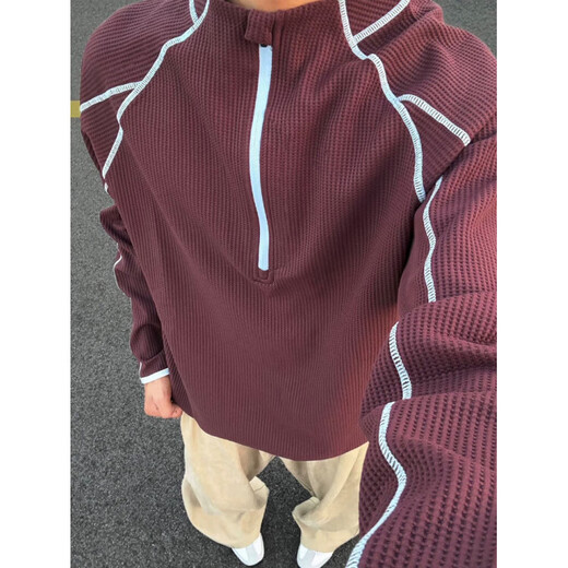 Lingbo (XUANSENTU) Hasselblad half-zip sweatshirt men's autumn design outdoor sports cycling clothing American P Purple Red Upgraded M