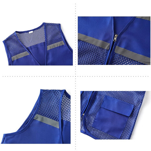 Reflective Safety Vest Mesh Breathable Construction Volunteer Summer Vest Cycling Reflective Clothes Large Quantity Available Fluorescent Green with Pockets