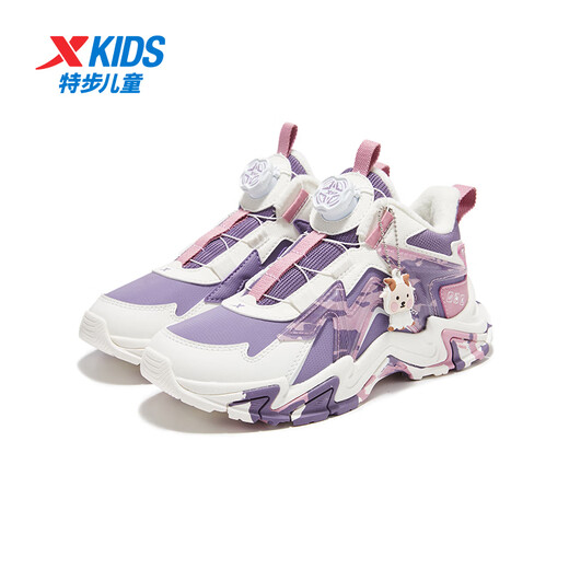 Xtep Children's Shoes Lingfeng 3.0 Fine Mink Velvet Warm Sports Shoes Anti-Slip Safety Guard Cotton Shoes Ningye Purple/Sail White 36