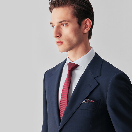 By Creations waterproof, oil-proof and stain-proof pure wool business suit suit men's commuting formal dark plaid wedding suit dark blue dark plaid 48