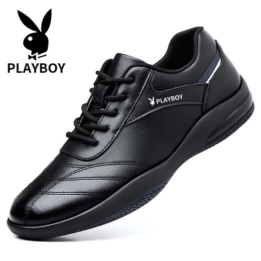 Playboy (PLAYBOY) Men's Shoes 2025 Spring New Business Trendy Leather Shoes Men's Fashion Versatile Sports Casual Shoes Men HHGZ-9873 Black 38