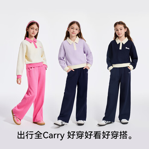 
YEEHOO Girls' Set Children's Sweatshirts and Pants Two-Piece Set Medium Large Children's Clothing Casual Sports Fashion Autumn Dream Purple 165