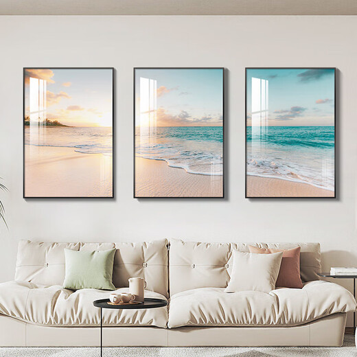 
Living room decoration painting modern minimalist Nordic style ins landscape wall painting sofa background wall hanging painting triple mural 13581/13583/13582 60*80*3 high-end crystal gloss aluminum alloy gold frame