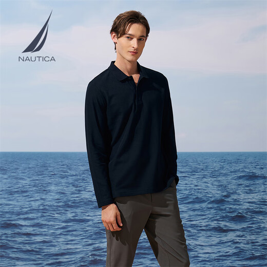 NAUTICA Christmas and New Year Men's 25 Autumn and Winter New Classic Skin Friendly Volcanic Rock Warm POLO Men's KE5301 Navy Blue 4NV XL