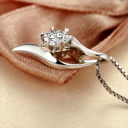 AVHEPT950 platinum diamond necklace with diamonds and dancing snowflakes, cultivated diamond pendant, wedding gift for men for Chinese Valentine's Day, platinum dancing snowflakes pendant - 1 carat diamond