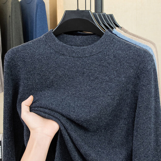 XJSGS luxury high-end brand winter thickened 100 pure woolen sweater men's half turtleneck knitted bottoming sweater dad wear high-end camel ready stock autumn and winter clothing XL