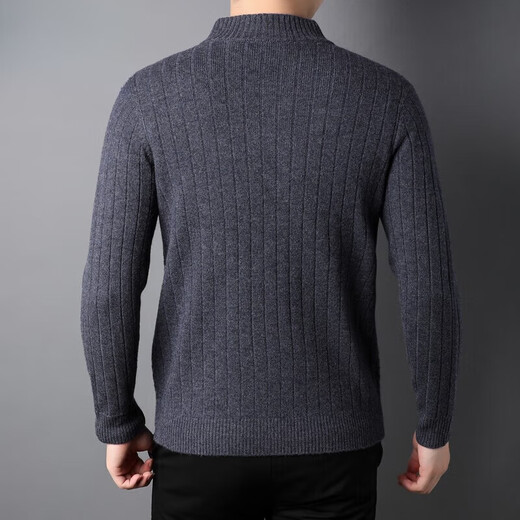 XJSGS men's high-end brand wool sweater 100% pure wool international luxury knitted sweater autumn and winter men's coat cardigan high-end burgundy ready stock XL 130-145Jin Jin is equal to 0.5 kg