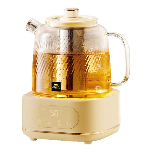 World KitchenCorning Health Pot Full Glass Flower Teapot 1.5L Large Capacity Office Insulation Pot Household Tea Kettle Kettle Constant Temperature Electric Kettle Self-use Gift 1.5L Tea Leak + Full Glass Lid Same Style as Sam