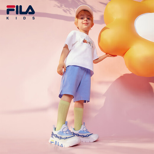 FILA New Year's gift KDS children's shoes children's training shoes summer style comfortable slip-on sneakers for boys and girls FILA white/seaside blue-WR same style for men and women 24 24/inner length 14.5cm