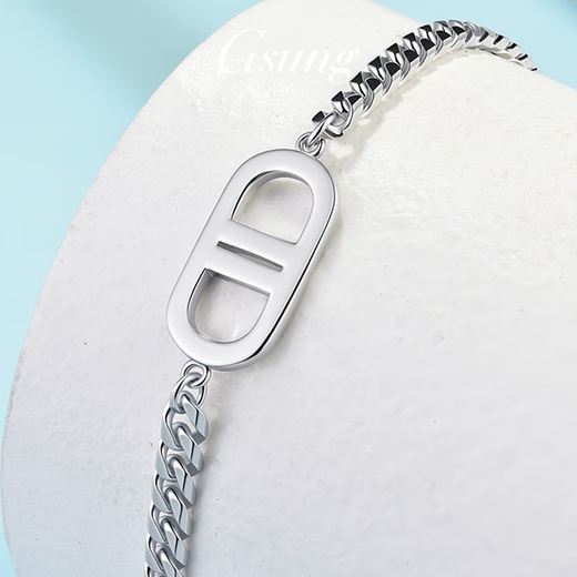 GsunG Platinum Pig Nose Bracelet Women's PT950 Pure Platinum Cuban Chain Design Men's Fashion Bracelet Priced by Gram Contact before bidding