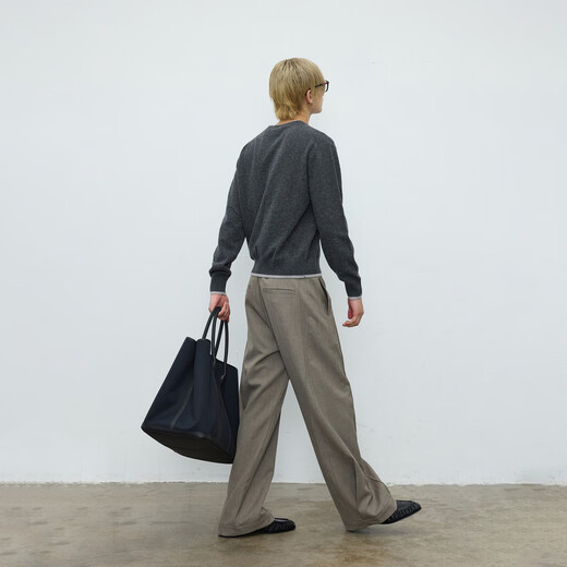 TERRAINCOGNITA 25AW fake two-piece wool sweater Henry collar blended sweater high quality commuting versatile Nico same style gray S