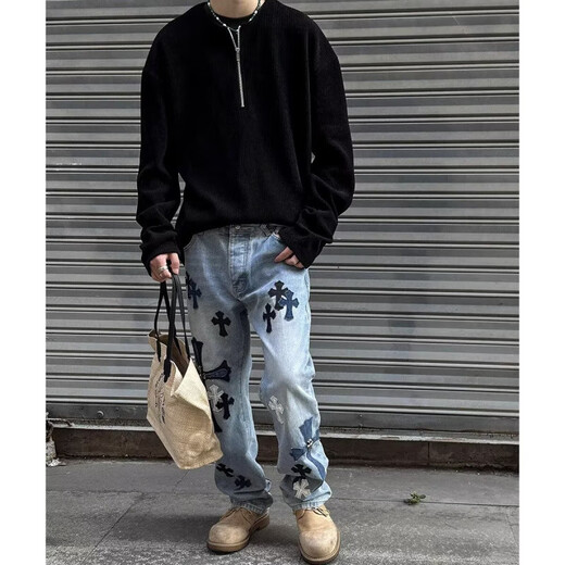 American half-zip Henry collar T-shirt men's spring and autumn cleanfit long-sleeved inner layering shirt tough guy wear sweatshirt gray regular high quality M recommended 90-110Jin Jin equals 0.5 kg