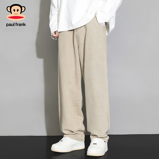 Big mouth monkey (paul frank) trendy brand jeans men's autumn and winter vertical straight wide leg scimitar sports casual loose work long pants Khaki 76H official authentic L recommended 120-140Jin Jin equals 0.5 kg