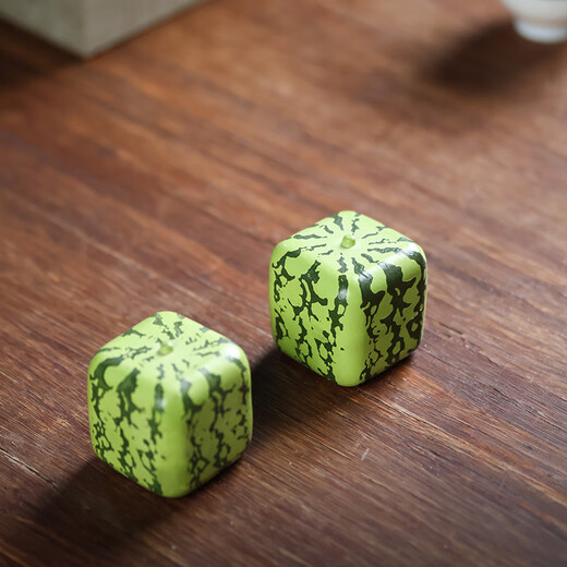 Fantasy handmade clay painting Yixing purple sand square watermelon tea pot lid holder lid bowl ornament lid set Kung Fu tea set with certificate purple sand watermelon