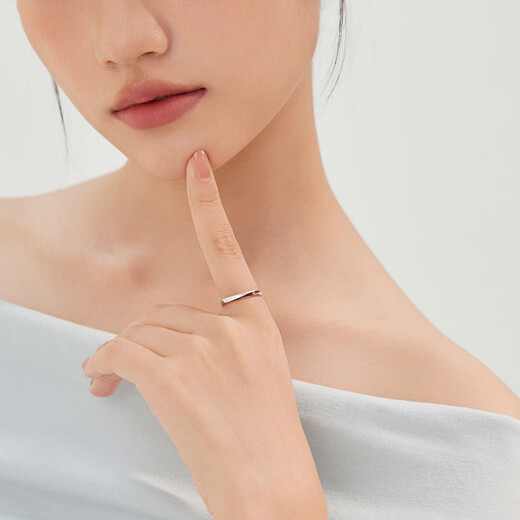 Lukfook Jewelry Platinum Ring Platinum 950 Solid Couple Ring for Women Price No. 15 - About 3.18g