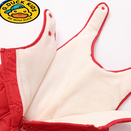 G.DUCKKIDS children's overalls for boys and girls in autumn and winter all-in-one velvet cotton pants for babies with open stalls for children and infants thickened outer trousers bean green plus velvet and thickened - 100