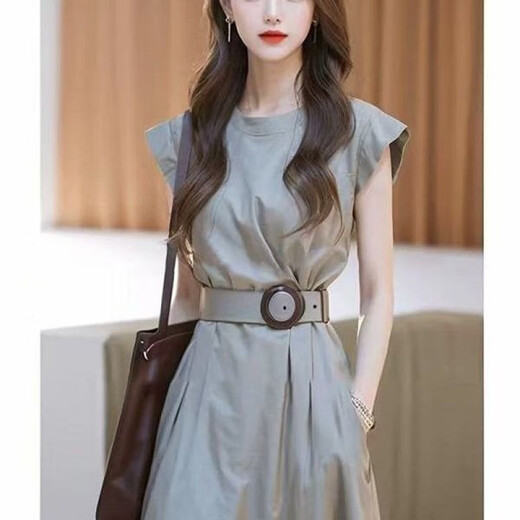 啄木鸟冷淡系独特别致灰色收腰连衣裙女2025夏季新款超火轻奢感女装 图片色 S