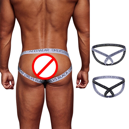 ORLVS a new spot men's thong sexy underwear double butt underwear for men white L
