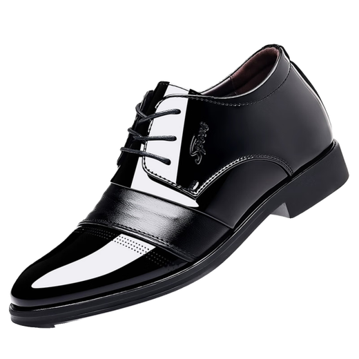 Pei kezhen zapatos de cuero suave para hombres casuales 9921 altura interior negro brillante 38