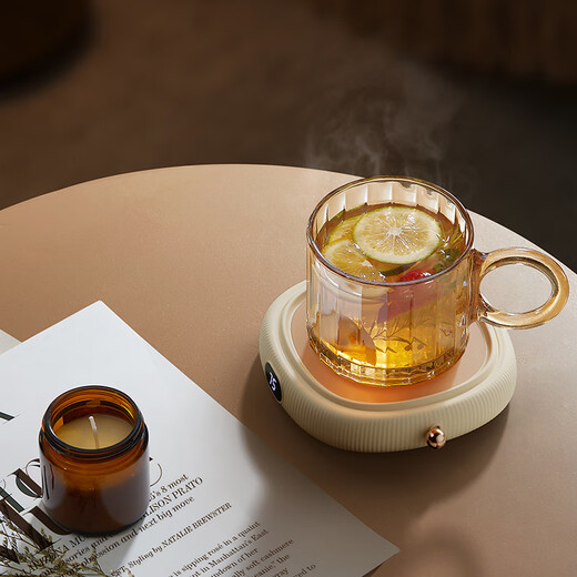 OIDIRE (Odd) Heating Coaster Constant Temperature Coaster Insulation Coaster Heating Cup Constant Temperature Cup Milk Warmer Insulation Base Tea Coaster Health Cup Warm Cup Adjustable Temperature Smart 0L - White Standard Model without Water Cup