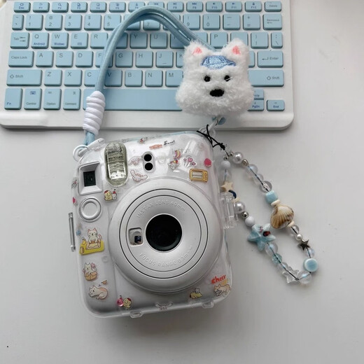 OIMG富士拍立得mini12保护套相机保护壳水晶壳相机包可爱配件收纳套装 天蓝色