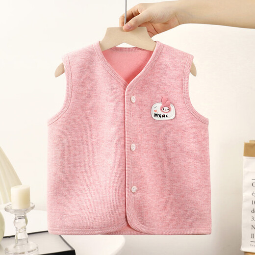 New style children's vest with velvet and thickening to keep warm for outer wear autumn and winter cardigan vest for boys and girls 287 pink -Xinyu vest 80 cm