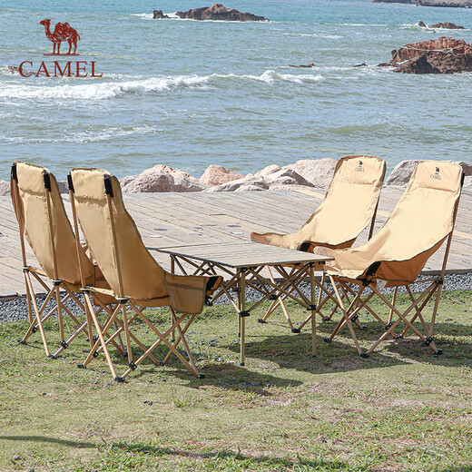 Camel (CAMEL) JD.com exclusive outdoor folding table folding chair camping picnic camping table and chairs 1 table 4 chairs set
