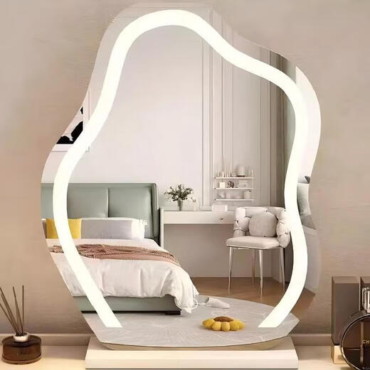 【温柠同款】云朵化妆镜子带灯台式桌面穿衣镜梳妆镜轻奢LED高级智能镜主卧梳妆台镜子 送女生礼物 LED智能云朵镜 白色插电款三色调光 特大号