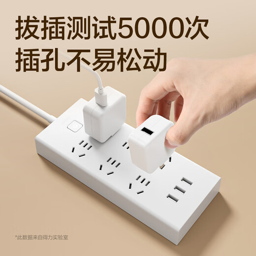 Deli (deli) USB smart socket plug strip/socket board/terminal board/socket strip/pull line board 3 USB interfaces + 6 holes total control 2 meters child protection door 18284