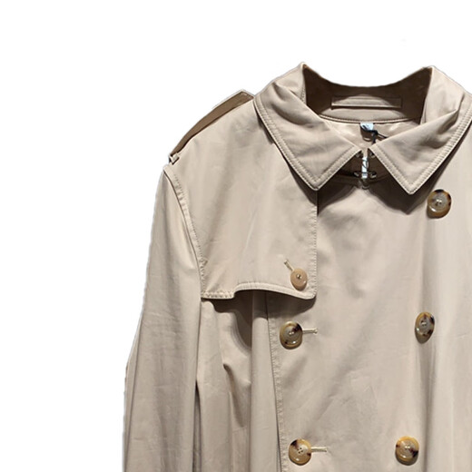 BURBERRY New Year's gift Burberry FW23 solid color double-breasted lapel mid-length long-sleeved windbreaker men's beige beige one size 44