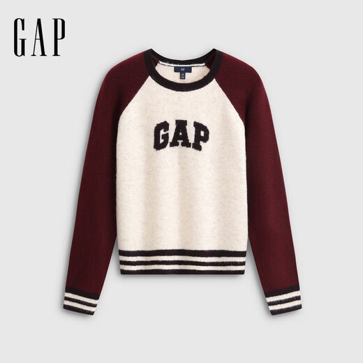 Gap Women's Autumn Logo Contrast Raglan Sleeve Loose Woolen Top Sweater 793651