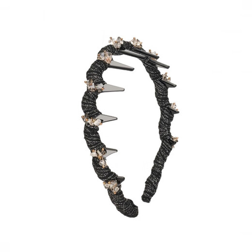 Fog Tianhua 2025 new style diamond-encrusted wide-brimmed headband, high-end temperament, high-ceiling decorative headwear, pressed hair personalized headband, striped fine glitter wavy headband, gold