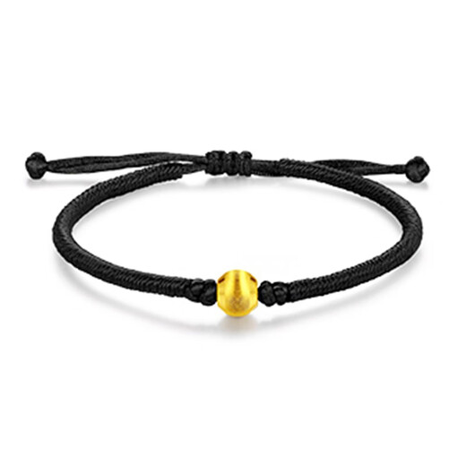 Chow Tai Fook 999 Gold Bracelet Cat's Eye Transfer Beads Hand Strap 3D Hard Gold Adjustable Zodiac Year Gift Exquisite Box Cat's Eye Beads Red Bracelet