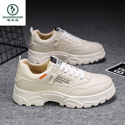 Woodpecker 2025 Automne Nouvelles chaussures de sport décontractées Chaussures masculines Chaussures Chaussures blanches chaussures de papa chaussures blanches chaussures blanches à la mode Hy1289 Beige 39