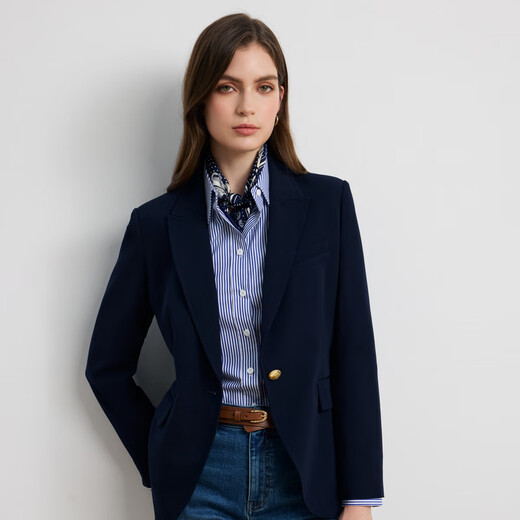Scofield Женский темпераментный костюм на рабочем месте с одной пуговицей, поясная куртка с жесткими подплечниками, осень 2025, новый продукт, темно-синий M 165