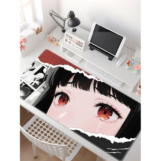 原装适用漫画鼠标垫超大号男女黑白二次元办公室电脑桌垫定制宿舍键盘垫子 15843【加厚锁边 亲肤顺滑】 1000x500mm x 2mm