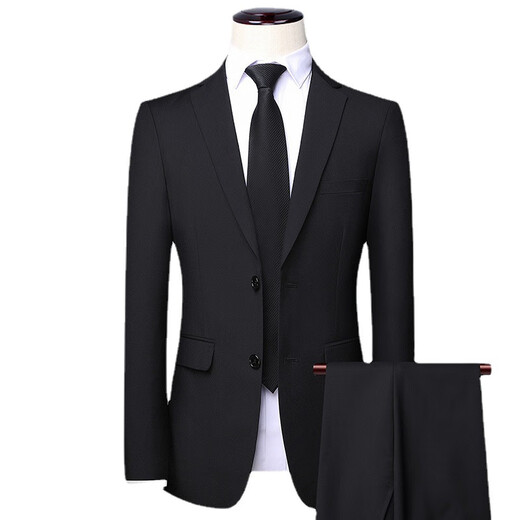SUSTYLE international luxury brand suit suit men's three-piece business casual suit professional formal dress black (three-piece suit) 4XL
