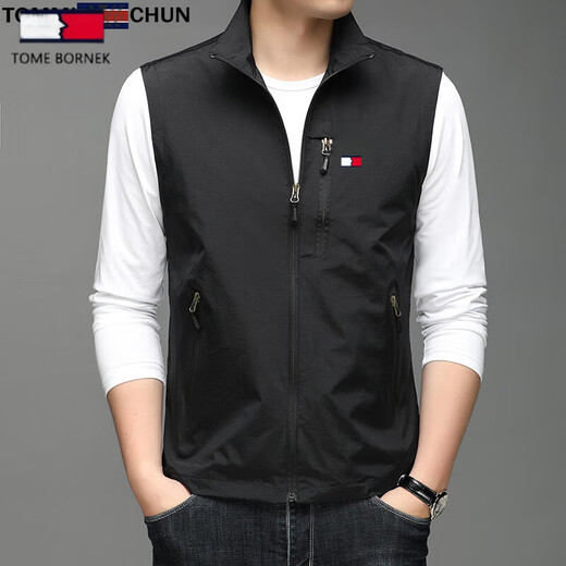 
Tommy Hee Kelly Tommy Pure Sports Vest Summer Lightweight Outdoor Fishing Travel Leisure Men's Horse Clip Standing Collar Vest Blue L (Suggested 120-140Jin [Jin equals 0.5 kg])