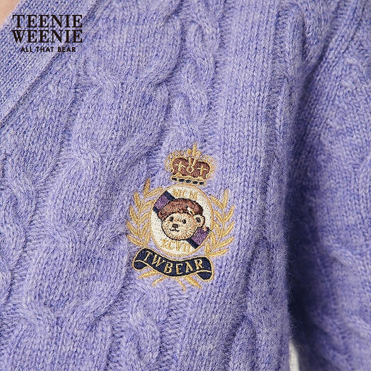 Teenie Weenie Bear Women's Wool Séter 2025 Autumn Nuevo cómodo Ségulo de cuello V de estilo academia de academia