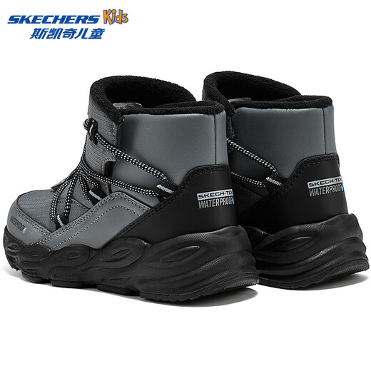 Skechers boys' winter boots, medium and large children's velvet outdoor casual boots, fashionable thickened snow boots 406385L