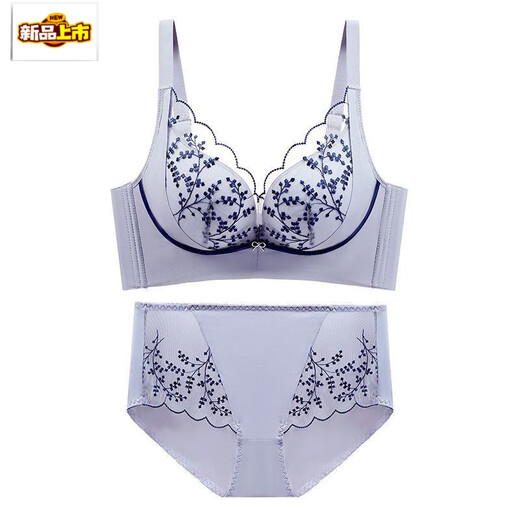 MORTEN SOLUM Big Brand New Sexy Wire-free Small Breast Gathered Lace Animal Year Big Red Women's Underwear Anti-Sagging Bra Gray Blue 70A 32A Set