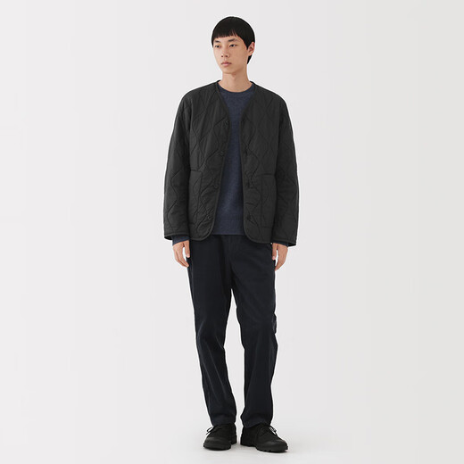 MUJI Men's Waterproof Quilted Jacket Men's Jacket Men's 25th Autumn and Winter New Cotton Clothes AD0XLA5A Black L (175/100A)