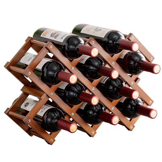 Tanbeiman red wine display rack red wine rack storage rack grid home installation-free wine rack ornaments small wine cabinet multiple bottles of wine desktop simple installation-free foldable primary color - two layers (thickened pure bamboo) 5 bottles