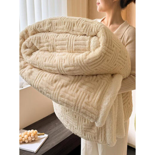 Dohia Lamb's Velvet Blanket Thick Blanket Bed Office Nap Blanket Shawl Sofa Blanket Quilt Sheets 2025 Soft-Dark Khaki Category A Maternal and Infant Grade Long-term Use and No Shedding Baby Blanket-100x150cm Thickened Shu Cotton Lamb's Velvet Multi-Function