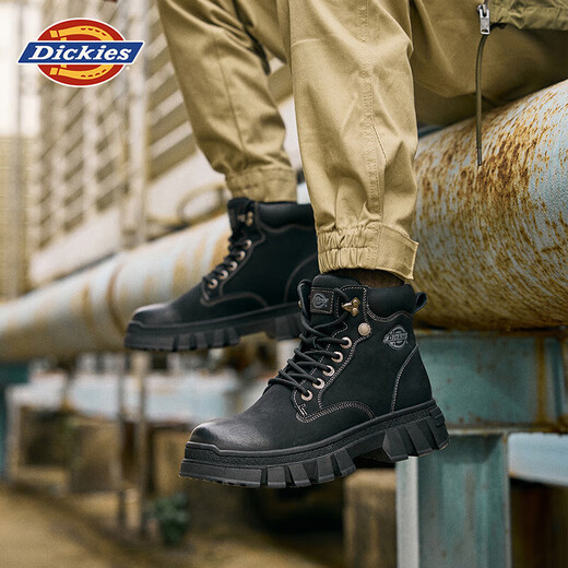 Dickies Botas Martin para hombre Botas de moda para hombre Botas cómodas para exteriores Botas de cuero Botas de trabajo de estilo británico para hombre Negro 43
