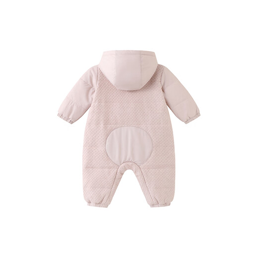 YEEHOO shopping mall same style baby romper hooded three-proof winter baby girl warm and cold-proof comfortable new style soft mist powder 80cm