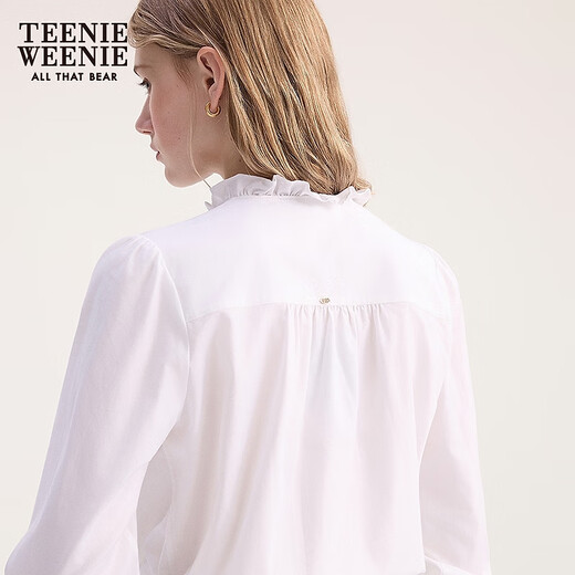Teenie Weenie Bear Women's Shirt 2025 Autumn New Simple Elegant Girly Fungus Collar Shirt